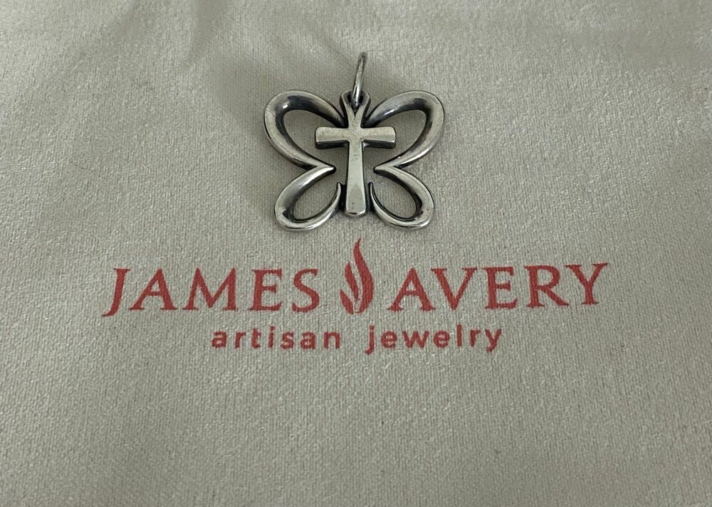 James Avery Retired Renewal Of Life Butterfly Cross Pendant 1”